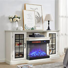 White TV Stand Fireplace TV Stand Entertainment Center Storage Cupboard Unit