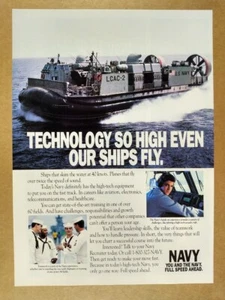 1992 US Navy Recruitment LCAC-2 Hovercraft photo vintage print Ad - Picture 1 of 1
