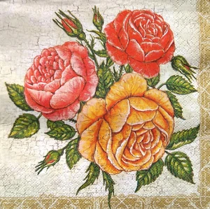 3X Pcs Paper Design Napkins Decoupage Craft Tissue Rose Flower Vintage Crackle  - Bild 1 von 3