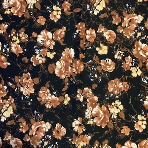 Seidiger Blumenstoff - 5 Yards - schöne Blumen auf schwarzem Hintergrund - Bild 1 von 6