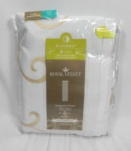 Royal Velvet Cool White Plaza Embroidery Blackout Grommet-Top Panel, 50"x63" - Picture 1 of 3