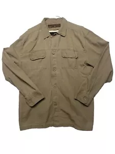 Camicia Point Zero uomo XL kaki beige colletto bottoni manica lunga cotone - Foto 1 di 10