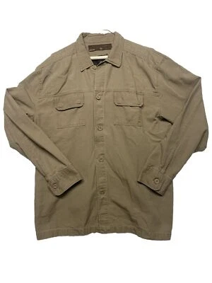 Point Zero Shirt Mens XL Khaki Beige Collared Button Up Long Sleeve Cotton - Image 1 of 4