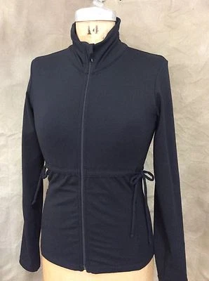 CHAQUETA DE CORRER PRANA YOGA negra para mujer cintura corbata lateral atlética S pequeña RESPIRACIÓN Foto 1 de 4