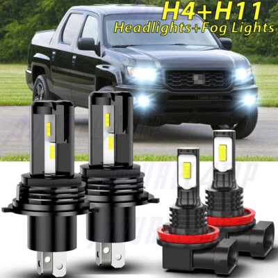 for Honda Ridgeline 2006-2014 4x LED Headlight Hi/Lo Beam+Fog Light Bulbs Kit - Image 1 of 4