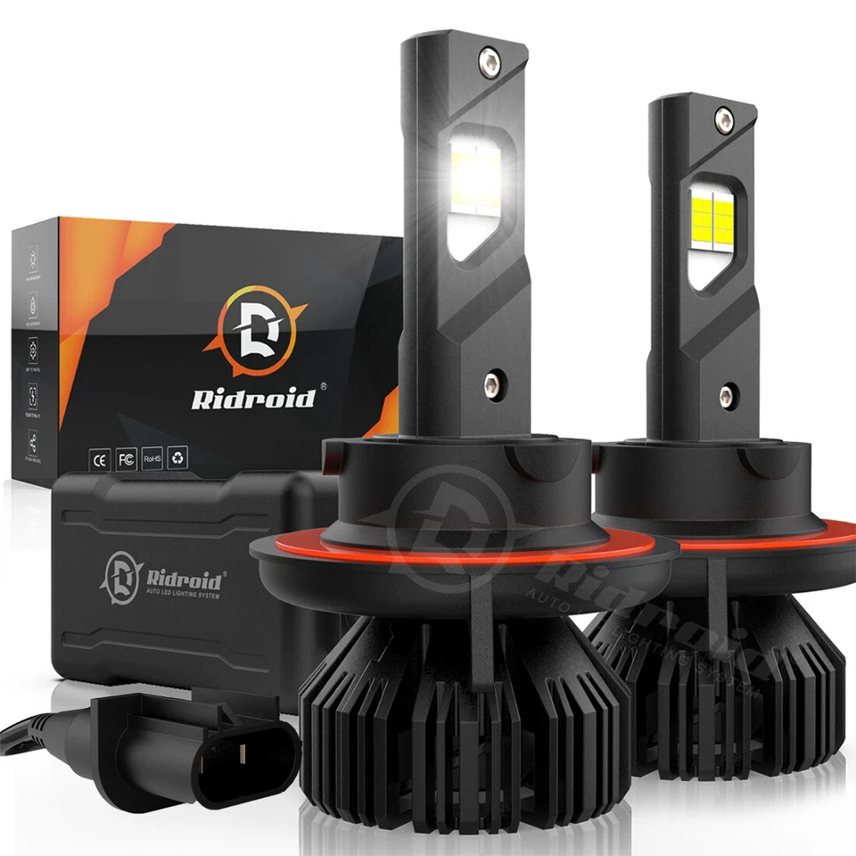 Ridroid H13 9008 LED Headlight Bulbs Kit High Low Beam 6500K Super Bright White - Image 1 of 4