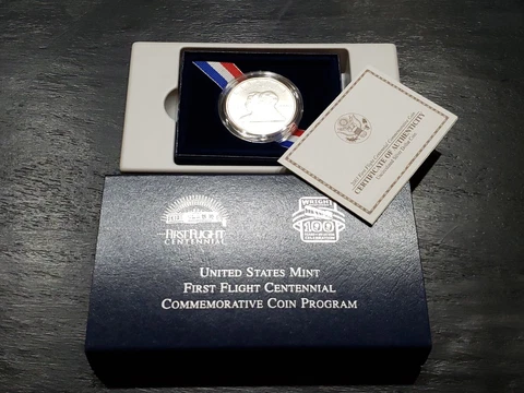 2003 First Flight UNC Centennial Commemorative 90% Silver Dollar w/ OGP Cover