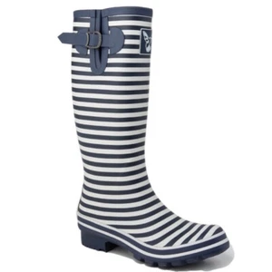 Wellington Boots Wellies Ladies Tall Size 8 Women Evercreatures Nautical Stripe - Picture 1 of 7