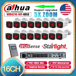 Dahua 4K 16CH 8MP Security Bullet Camera System 5x Zoom Starlight WizSense Lot - Picture 1 of 27