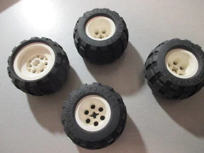 Lego;  4 X Felge; 6580; Reifen; 43.2 x28 S; Rad;  weiße Felge; Ballonreifen; (G) - Bild 1 von 4