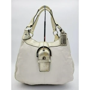 Coach Lynn Soho Leather White Gold Hobo Bag - Picture 1 of 11