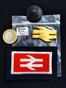 Vintage British Rail Uniform Set Sew On Patch Badge Button x 3 Train Transport H - Picture 1 of 10