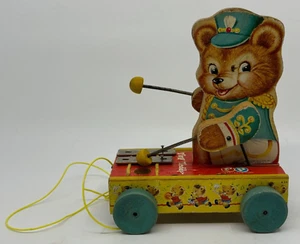 Vintage 1962 Fisher Price Tiny Teddy Bear Xylophone Pull Toy No. 635 - Picture 1 of 12