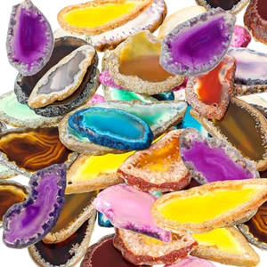 Polished Agate Slices Drilled Agate Pendants in Various Sizes and Colors Agate O - Picture 1 of 7