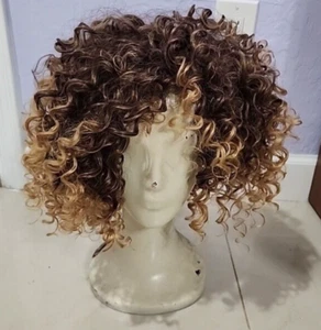 Shake N Go Curly Wig Medium Long Blonde and Brown JRTS - Picture 1 of 4