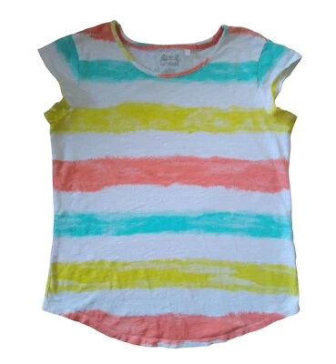 Le Tigre Yellow, Teal & Coral Striped Short Sleeve Shirt Size Small  - Image 1 of 4