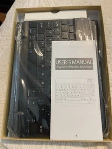 Bluetooth 3-system (iOS, Android, Windows) Black Wireless Keyboard With Case - Picture 1 of 2