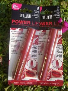 2 MILANI POWER LIP STICK, LASTING & MOISTURIZING LIP STAIN, #01 RED CONTROL