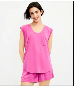 Lou & Grey LOFT Sandwashed Pocket Tank Top XS Small Imperial Rose Pink NEW NWT - Picture 1 of 4