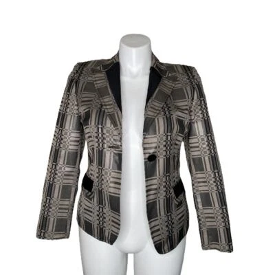 Blazer vintage Basler elegante a cuadros con ribete de terciopelo EU 38 Foto 1 de 4