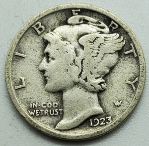 1923 Mercury Dime 90% Silver US Coin #25 - Picture 1 of 2