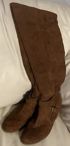 Target Knee High Boots Women 8 Brown 21" Tall Vegan Faux Suede Boho 21" Shoes - Picture 1 of 4