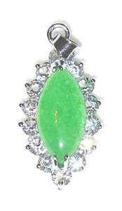 PENDANT/NECKLACE Brilliant Crystals MARQUISE GREEN JADE - Picture 1 of 1
