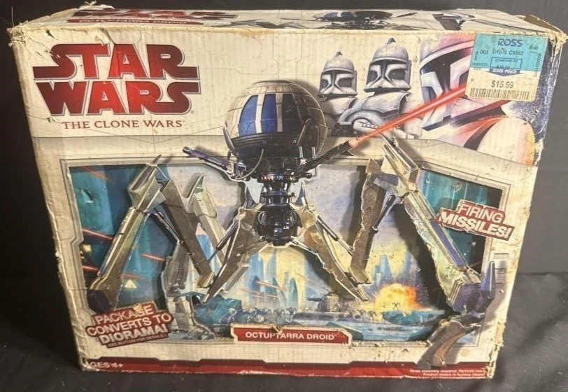 Star Wars The Clone Wars 2009 3,75"" Octuptarra Droid caja dañada Foto 1 de 4