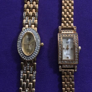 2X Elizabeth Taylor Women's Gold Tone Quartz Watch Crystal Accents New Battery - Picture 1 of 9
