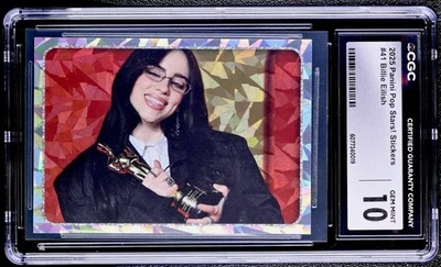 Billie Eilish 2025 Panini Pop Stars! Stickers #41 Silver Foil CGC 10 Gem Mint - Image 1 of 4