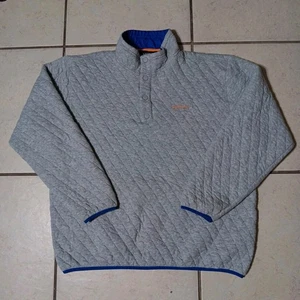 Orvis Mens L Trout Bum Quilted Sweatshirt Mock Neck 4 Snap Placket Gray L/Sleeve - Picture 1 of 14