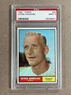 1961 Topps Wynn Hawkins #34 Cleveland Indians graduado PSA 9 como nuevo Foto 1 de 2