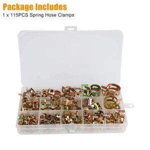 115PCS Hose Clamps Assortment Kit Steel Spring Clip Water Fuel Tube Air Pipe New - Picture 1 of 9