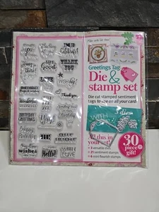 Cardmaking & Papercraft Greetings Tag Die and Stamp Set - Picture 1 of 2