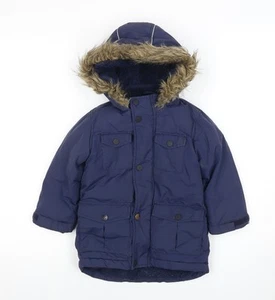 John Lewis Boys Blue Parka 3-4 Years - Winter Hooded Jacket - Picture 1 of 12
