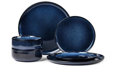 6 Pieces Stoneware Dinnerware Sets Service for 2, Dinner Plates and Bowls Set... - Image 1 of 4
