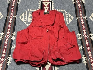 Vintage Saf-Bak Red Hunting Vest S Cotton Multi Pocket Game Bag USA 60s T37 - Picture 1 of 9