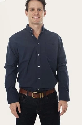 Ringers Western Size 4XL Territory Mens Check Dress Shirt  Navy/Steele BNWT - Image 1 of 4