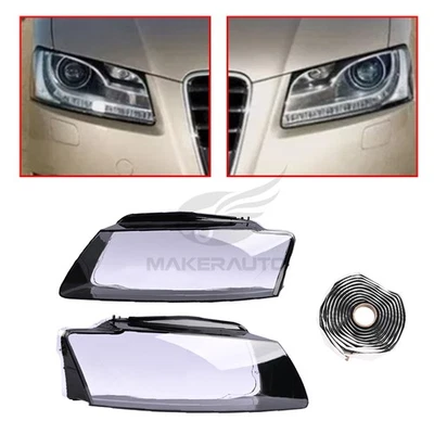 LH+RH Car Front Headlight Lens Cover  For Audi A5 S5 RS5 2008-2012 Foto 1 de 4