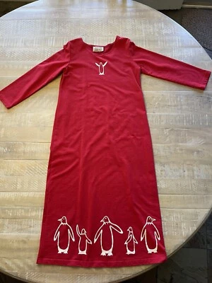 VINTAGE Studio Ease Red Maxi Lounge Dress PENGUINS, Winter, Christmas Women’s M - Image 1 of 4