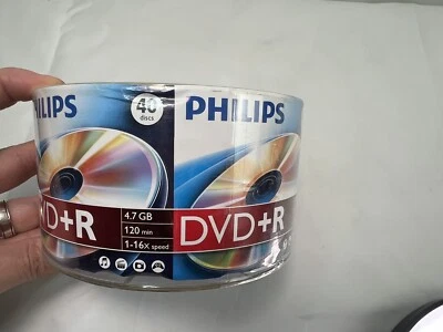 Philips DVD+R Recordable 40 Discs Pack 4.7 GB 120 Min 1-16X High Speed NEW - Image 1 of 4