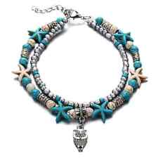 Owl and Starfish Anklet Turquoise Bead Ankle Bracelet Women Fashion Jewelry 35-1