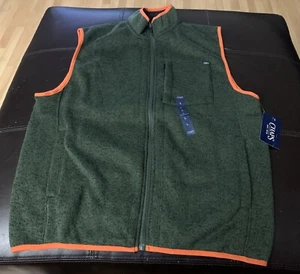 NWT Chaps Ralph Lauren Full Zip Fleece Vest Mens Size XL Green Orange R14 - Picture 1 of 10