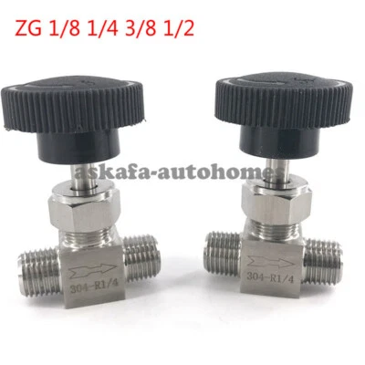 Adjustable Needle valve 1/8" 1/4" 3/8" 1/2" ZG male thread stainless steel 304 - Image 1 of 4