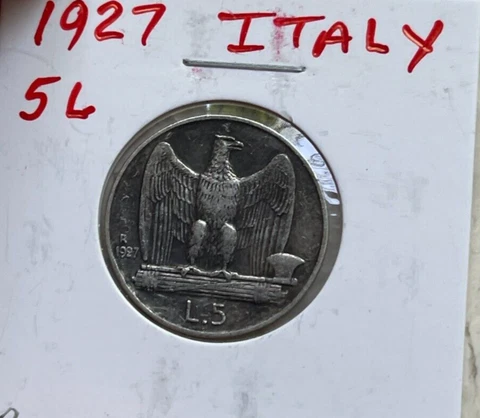 1927 Italy 5 Lire  bg Cover
