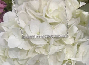 Sterling Silver with Diamond Bar Adustable 16/18” Necklace - Picture 1 of 8