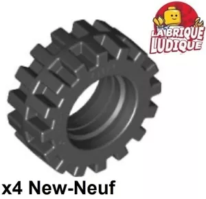 Lego 4x Tire Pneu 15mm D. x 6mm crampon Offset Tread Small noir/black 87414 NEUF - Picture 1 of 1