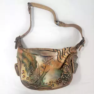 Pre-loved Anuschka Hand Painted Leather Handbag Good Used Condition Shoulder - Picture 1 of 13