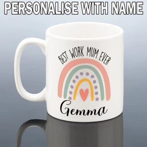 TAZA DE TRABAJO MAMÁ Oficina Bestia Colega Regalo de Cumpleaños Copa Arco Iris Amiga Sus Mujeres - Imagen 1 de 2