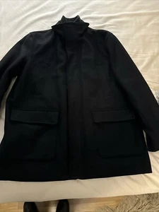 CALVIN KLEIN Black Wool Zip Snap Insulated Coat Sz L - Picture 1 of 6